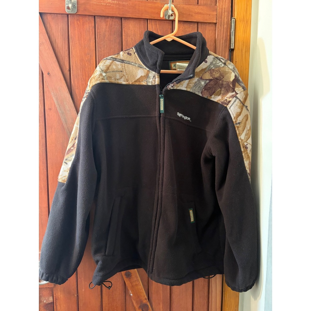 Remington Mens Fleece Jacket Large Brown Camo Full Zip Outdoor Hunting 90500BNL